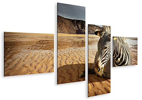 Bild auf Leinwand Strand Zebra Wandbild Leinwandbild Bilder für Wohnzimmer GFPE-4LP