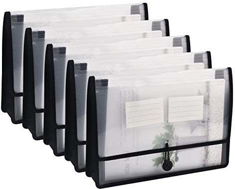 Expanderande dokumentorganisatör med elastisk sladd och knappstängning, brevstorlek, 7,1 cm expansion, bokstav A4 expanderbar arkivmapp för hem skola kontor organisation, 5-pack
