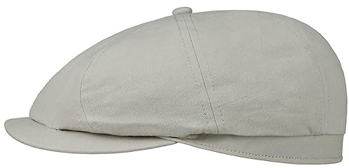 Lipodo Washed Baumwoll Ballonmütze Herren Newsboy Cap 6 cm Schirm Frühjahr Sommer hellgrau L (57-58 cm)