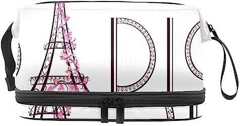 Trousse de Maquillage pour Femme Trousse cosmétique,Tour Eiffel Rose Paris,Sac Organisateur cosmétique Sac de Maquillage de Voyage Portable