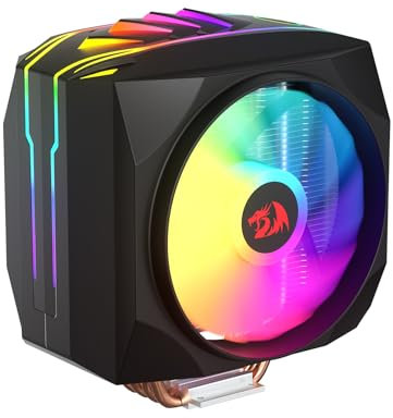 Redragon C219 CPU Air Cooler, A-RGB CPU Cooling FDB Fan, 2 x 120mm PWM Quiet Fans, 4 Heat Pipes & Smooth Copper Base, Single Tower for Intel 1700/115X/1200, AMD AM4/AM5