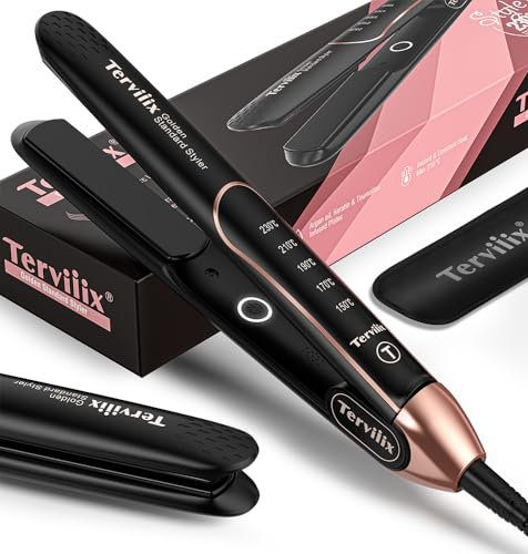 Hair Straighteners 25MM, 2 in 1 Ceramic Flat Iron & Curler, ARC Non-Snagging Floating Coated Design, Adjustable Temperature, 15s Ultra Fast Heating, Dual Voltage, Auto Shut Off, (UK Plug)