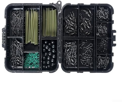 YUANGANG Set di 300 attrezzi da pesca alla carpa, scatola di plastica resistente inclusa