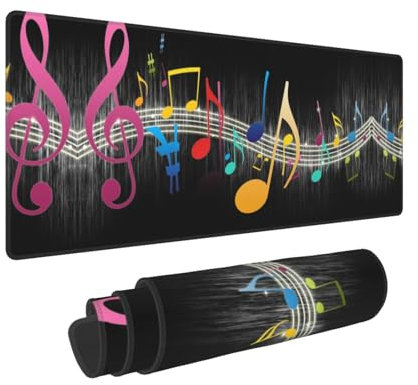 Buntes Musiknoten-bedrucktes übergroßes Gummi-Mauspad mit starker Haftung, rutschfest und verschleißfest