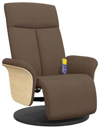 vidaXL Massagesessel mit Fußteil Braun Stoff