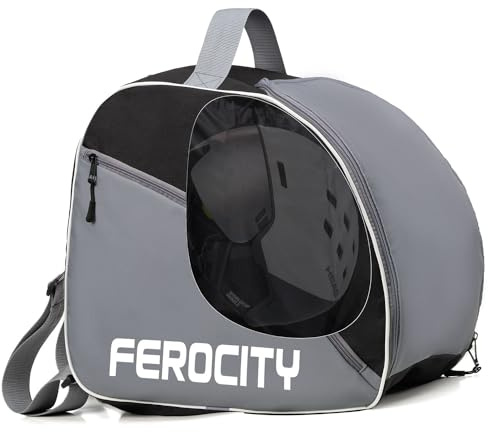 Ferocity Sac à chaussures de ski de qualité supérieure - Avec cordon de serrage et poche latérale - 41 x 29 x 35 cm - Gris noir [054]