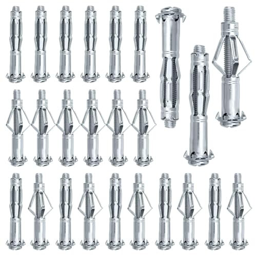 25 Stücke Hohlraumdübel M8, Gehäuselänge 65 mm Gipskartondübel, Spreizdübel Metall, für Die Befestigung von Bilder und Vorhangschienen in Plattenförmigen Baumaterialien, für Wände, Decken