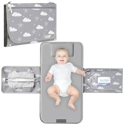 PHOEBUS BABY Diaper Changing Pad, Extra Large Portable Changing Pad for Baby with Wipes Holder, Foldable Travel Diaper Changing Mat with Shoulder Strap