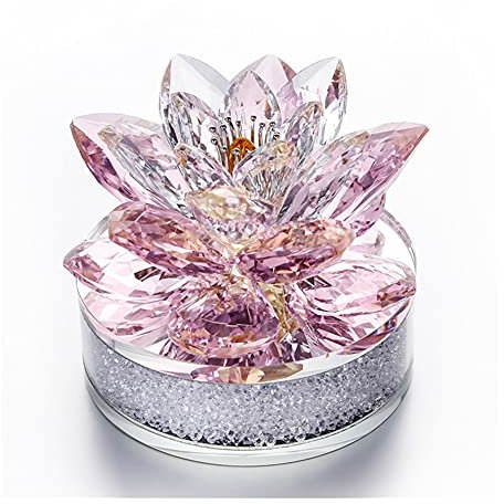 CZAOINCU Raumdekoration Stone Crafts Crystal Lotus Flower Figuren Glas Briefbeschwerer Auto Ornament Fenster Anhänger Geburtstagsteil Hochzeit Fengshui Decor Geschenke