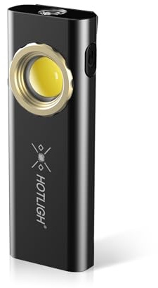 HOTLIGH Lampe de travail magnétique fine - 1000 lumens LED rechargeable avec deux bases magnétiques, lampe de poche plate pour réparation de voiture/camping/urgence