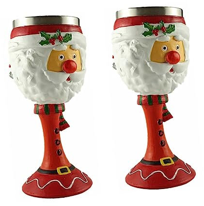 2 Stück Becher aus Edelstahl, Weinglas, farbige Weingläser, Weihnachtsgeschenke, dekoratives Weinglas, Weihnachtsmann-Trinkkelche, Weihnachtskelch, Weingläser, Edelstahl, roter Kelchbecher/492