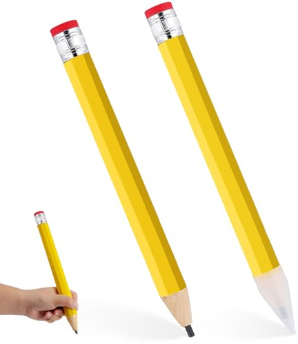 PEUTIER 2 Pezzi Matite Grandi, 33,8cm Matite Jumbo in Legno Matita Gigante Divertente Matita Grande Novità matite in Legno per Artigianato Scuola Casa Ufficio Accessori per Feste (Giallo)