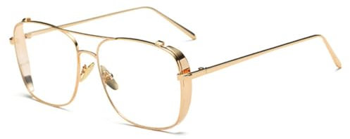 HPIRME Brillengestell aus Metalllegierung für Damen und Herren, übergroß, transparent, Brillengestelle für Herren und Damen, silber, Einheitsgröße