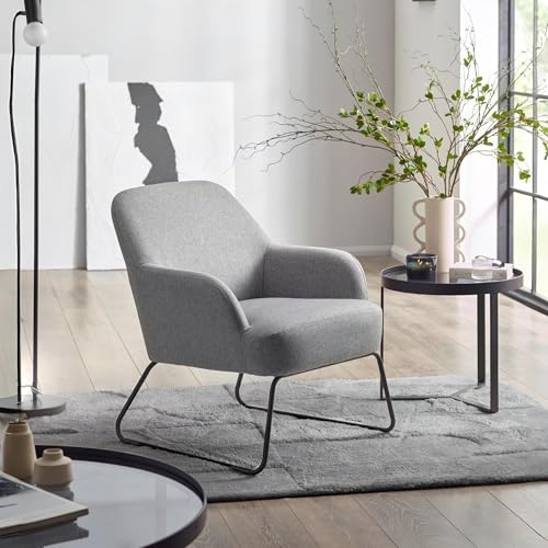 Julian Bowen Davos Accent Chair, Fabric, Grey - H80.5 x W77 x D67cm