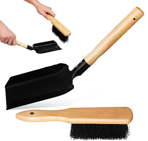Supvox Kleines Kehrschaufel Und Besenset Kaminreinigungswerkzeug Leichtes Holzgriff Satz Weichborstig Oberflächenschonend Tragbar Für Haushalt Und Camping