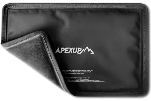 APEXUP Gel Ice Packs for Injuries Reusable, Flexible Double Sided Cold Packs for Injuries, Ice Pack for Knee, Shoulder, Back, Hip, Leg, Arm (Black, 11x7.1, 1PK)