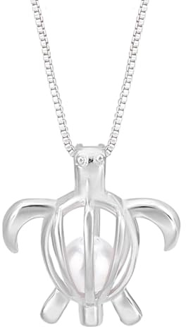PH PandaHall Collier Cage à Perles en Argent Sterling 925, 5mm Pendentif Femme Argent Tortue Pendentifs Cage Collier avec Pendentif en Cage en Perles pour la Fabrication de Bijoux (tortue)