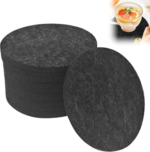 Hsyadazi 12 Stück Filzuntersetzer Rund – Hitzebeständige & rutschfeste Untersetzer für Tassen, Gläser & Flaschen – Waschbare Tischschoner (Ø 10 cm) – Praktisches 12er-Set für Bar, Büro & Haushalt