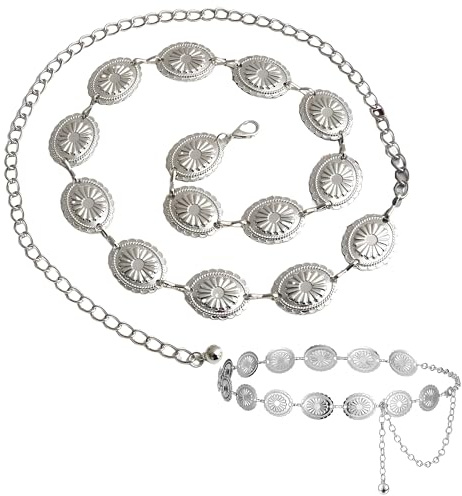 Nokwocy Goldener Gürtel,Damen Metall Hüftgürtel,Kettengürtel Gold Damen, mit ausgehöhlter Daisy,verstellbare Schnallen,Gürtel Gold Passend für Kleider,Jeans,Pullover,stilsicher