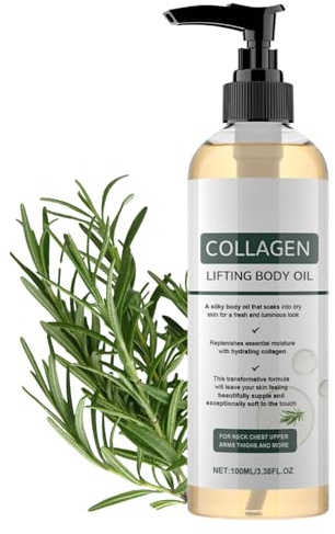 Collagen Lifting Body Oil, Rosemary Firming Body Oil, Glow Remedy Oil Skin Tightening, Hydrating Massage Oil, Tighten wrinkles & stretch marks, Suitable for Neck, Chest, Arms, Legs & Stomach, 100ml