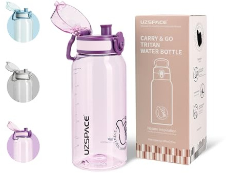 UZSPACE Trinkflasche Kinder Sport Wasserflasche 600ml, Kohlensäure Geeignet | Auslaufsicher, Spülmaschinenfest, Sportflasche mit Klappdeckel Für Schule Uni Outdoor Mädchen Jungen, Lila