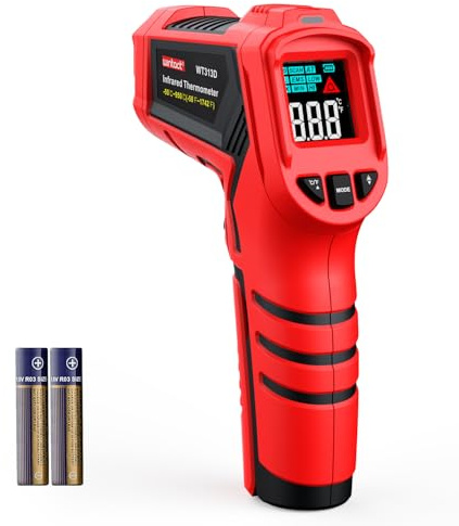 Wintact Laser-Infrarot-Thermometer-Pistole, -50°C bis 600°C Oberflächenwärme-Temperatur-Pistole, berührungsloses Digital-Thermometer für Küche Kochen Lebensmittel, Pizza-Ofen, BBQ, Griddle