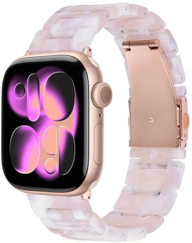 V.R.HOPE Modern Resin Strap for Apple Watch 40mm 41mm 42mm 38mm Women Men | Lightweight & waterproof. Formal tortoise shell & leopard band compatible with iWatch SE Series 11/10/9/8/7/6/5/4/3/2/1