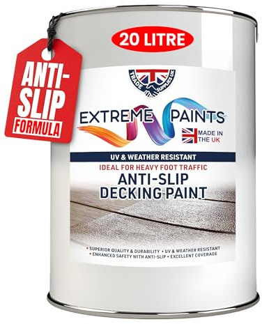 TRADE SUPPLIES UK - Extreme Anti-Slip Decking Paint – Long-Lasting Outdoor Wood Coating for Safety & Grip. Weather-Resistant, Non-Slip Protection for Decks, Patios & Walkways - 20L, Light Grey