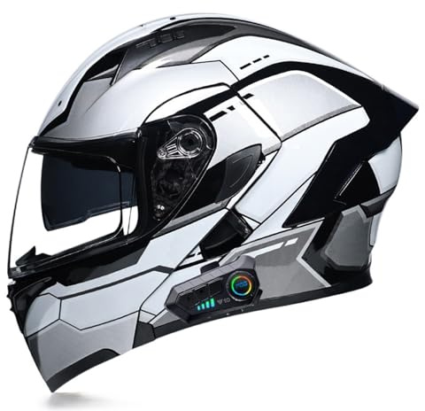 Modularer Motorradhelm Klapphelm Motorräder Integrierter Bluetooth Motorrad Helm mit Doppelvisier ECEDOT Zertifiziert Sturzhelm für Damen und Herren KlappIntegralhelme