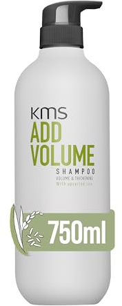 KMS ADDVOLUME Shampoo für feines bis mittelstarkes Haar, dem Volumen fehlt oder das dünn erscheint, mehr Fülle, stärkeres Haar, vegane Formulierung mit upgecyceltem Reis, ohne Silikone, 750ml
