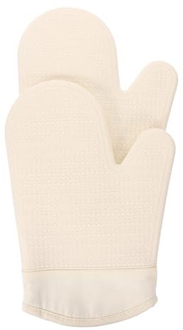 KOCKSHION Heat Resistant Oven Mittens Thickened Silicone Non-slip Cooking Gloves for Baking Grilling Microwave Use Kitchen Hand Protection,