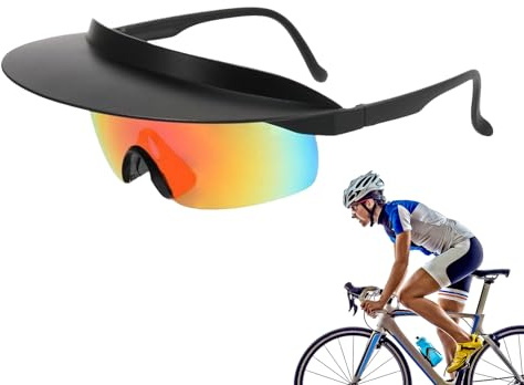 Glasses for Riding - Sun Hat Frame Sunglasses | Outdoor Visor Mirrored Lens, Sports Shades for Running Festivals Hiking, A, Refer to description