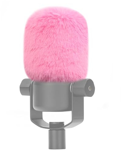 LEFXMOPHY PodMic Windscreen for Rode PodMic Microphone Replacement Pop filter, Pale Pink Furry Wind Muff Deadcat Cover