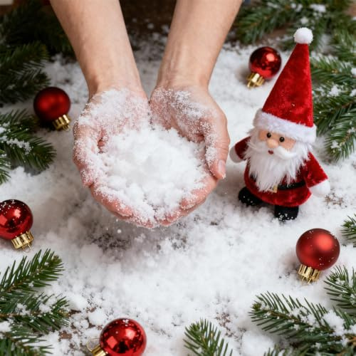 Nieve Artificial 200g – Polvo de Nieve Falso Ultra-Realista y Esponjoso | Copos de Nieve Falsos | Sin Agua, Fácil de Limpiar | Ideal para Decoración Escena Nieve Falsa, Árbol de Navidad y Manualidades