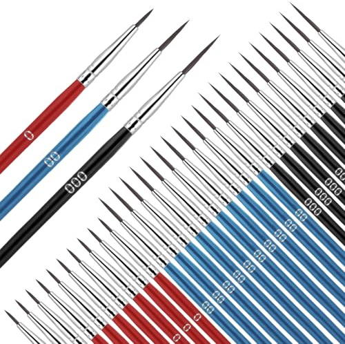 LIQWEI 30 Feine Pinsel Set Winzige Detailpinsel Acrylfarben Dünne Pinsel