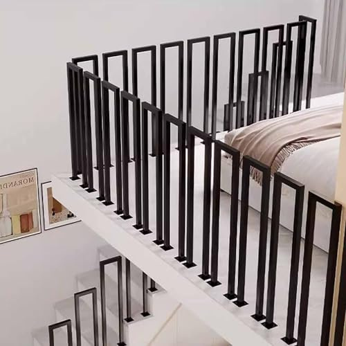 Barandilla de metal para escaleras, en forma de U/M, postes de apoyo antideslizantes para escaleras de interior/exterior, valla de seguridad de hierro forjado retro con transición il