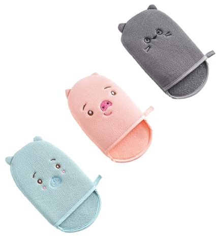 VALICLUD 3Pcs Cartoon Bath Scrubbing Gloves for Body Cleaning Exfoliating Shower Mitts with Soft Promote for Home Hotel and Dormitory Bath Accessories