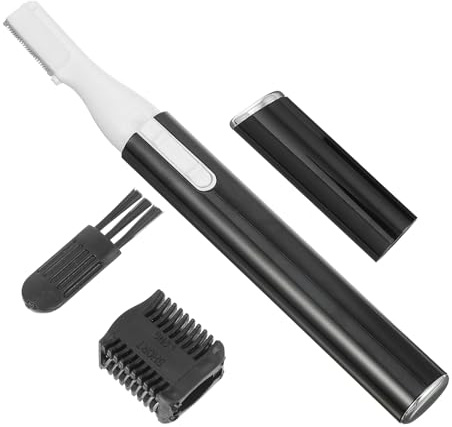 BIUDECO Trimmer per Sopracciglia Elettrico Nero in Tubo di Alluminio Pettine e Spazzola per Rimozione Peli e Modellatura, per Labbra e Ascelle in Viaggio