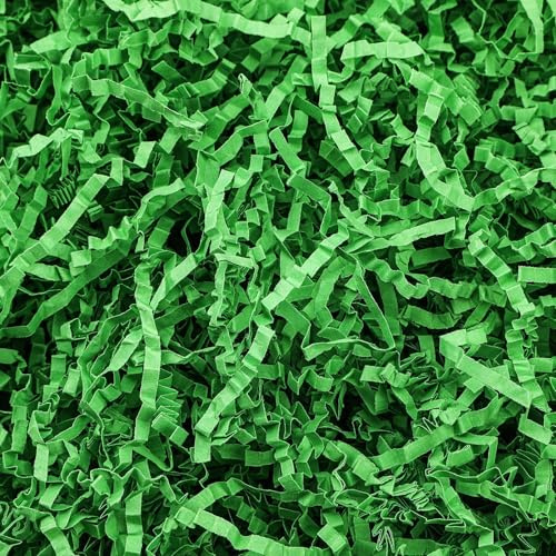 JULBEAR Herbe de Pâques verte, papier déchiqueté pour paniers de Pâques, emballage cadeau, décorations de fête - 236,8 g