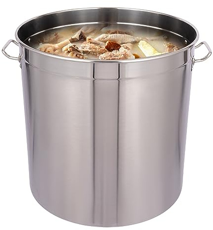 Olla grande de acero inoxidable de 98 L, para sopa y sopa, acero inoxidable 98L, con tapa y asas fuertes, para gastronomía, catering y cocinas grandes