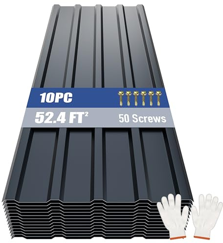 Brakki Metal Roofing Panels 10pcs 52.4 ft², Corrugated Roof Panels, Grey