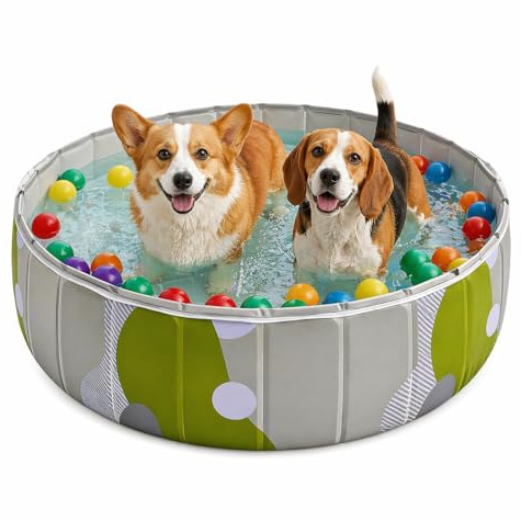 Hundepool Faltbar: 80x20cm rutschfest Planschbecken für Kinder Hunde, Verdickt PVC Faltbarer Pool Planschbecken, Große Hundepool für Balkone und den Außenbereich