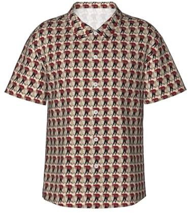 Unkhtt Camisa hawaiana de manga corta con estampado deportivo de hockey para hombre, ligera, transpirable, informal