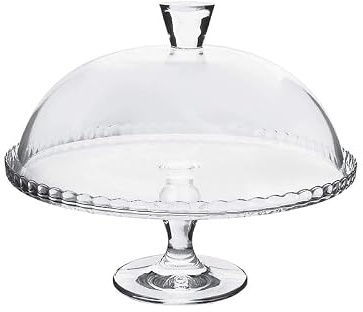 NORDIC SCHILLER Glas Tortenplatte mit Fuß und Haube 32,2 cm – Servierplatte aus Klarglas mit Deckel – Kuchenplatte für Torten, Cupcakes, Desserts –Transparent