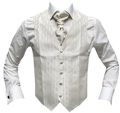 MMUGA Hochzeitwesten Set mit Plastron Creme 68
