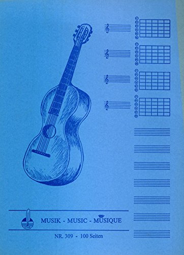 NOTENBLOCK FUER GITARRE MIT TABULATURLINIEN & AKKORDKÄSTCHEN