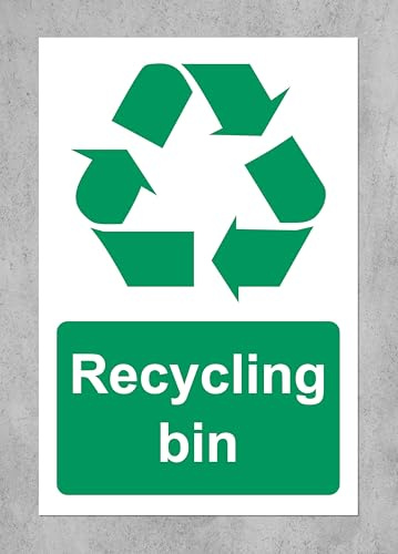Recycling bin sign - Self adhesive sticker 300mm x 200mm