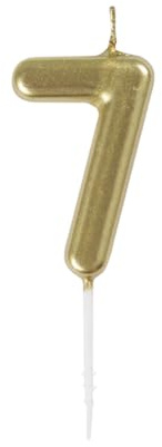Mini Metallic Gold Number 7 Pick Birthday Candle (3cm x 11cm) - Elegant and Dazzling Party Decoration - Perfect for Birthday/Anniversary Events - 1 Pc