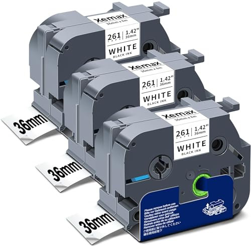 3x XemaX Kompatibel Schriftband für Brother 36mm TZe Ersatz für TZe-261 TZe261 P-Touch 36mm Schwarz auf Weiß für Brother Beschriftungsgerät P-touch CUBE Pro PT-P910BT PT-P950NW PT-P900W