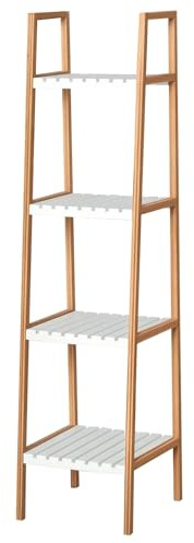 HOMCOM Etagère en Bambou de Salle de Bain 4 Niveaux à Lattes dim. 35L x 36l x 138H cm Bois pin Blanc